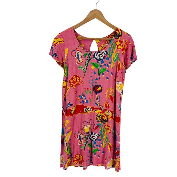 Hula Moon by Jams World Floral Abstract Art Dress Keyhole Back Size Medium - Picture 1 of 6
